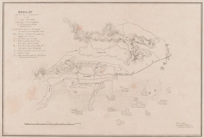 Esboço da Fortaleza de Ghuznee. Tomada pela tempestade no dia 23 de Julho de 1839 (litho) de Lieutenant Thomas (after) Wingate