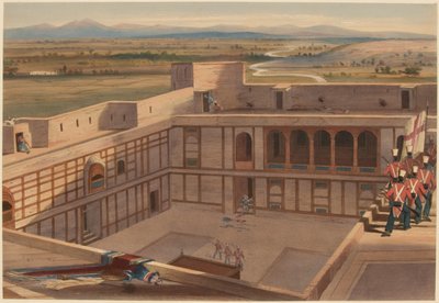 Tempestade de Ghuznee. O 17º Regt. Entrando na Cidadela, 23 de julho de 1839 (cor litho) de Lieutenant Thomas (after) Wingate