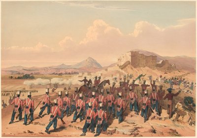 A tempestade de Khelat. Tomando as Alturas (cor litho) de Lieutenant Thomas (after) Wingate