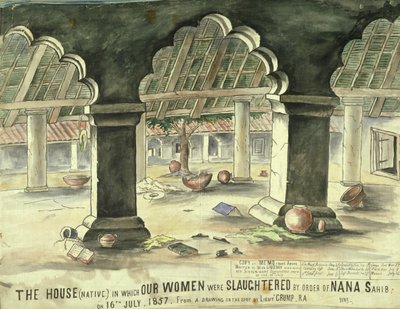 Casa em que as mulheres foram massacradas por ordem de Nana Sahib de Lieutentant Charles Wade Crump