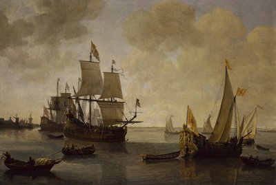 O Iate Estadual do Príncipe Guilherme II de Orange com outros Navios (óleo sobre tela) de Lieve Verschuier