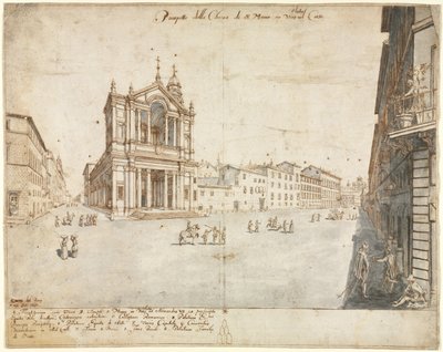 Dezoito vistas de Roma: Santa Maria na Via Lata, 1665. de Lievin Cruyl
