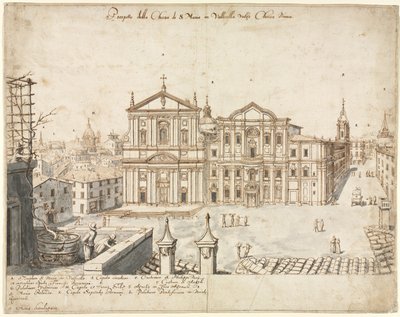 Dezoito vistas de Roma: a Igreja de Santa Maria em Vallicella, 1665. de Lievin Cruyl