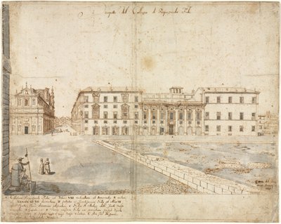 Dezoito vistas de Roma: O Collegio di Propaganda Fide reto, 1665. de Lievin Cruyl