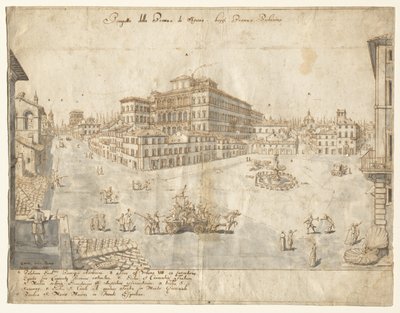 Dezoito Vistas de Roma: A Piazza Barberini (reto) de Lievin Cruyl