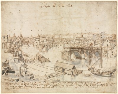 Dezoito vistas de Roma: a Ponte Rotto, 1665. de Lievin Cruyl