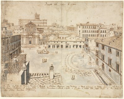 Dezoito vistas de Roma: a Fonte de Trevi, 1665. de Lievin Cruyl