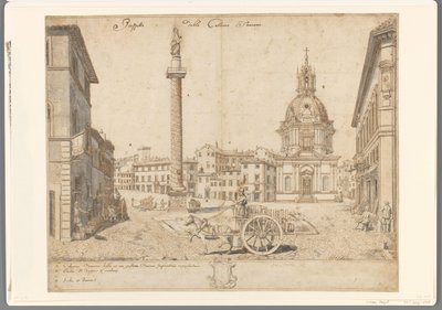 Vista de Roma com a Coluna de Trajano e S. Maria di Loreto
Prospetto della Colonna Traiana (título sobre o objecto) de Lievin Cruyl