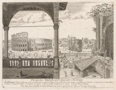 Il Colosseo di Costantino do Larco perspectiva LocURI Roma insignes [por sua vez], 1666. de Lievin Cruyl