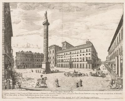 Piazza Colonna de "Vista dos marcos da cidade de Roma" de Lievin Cruyl
