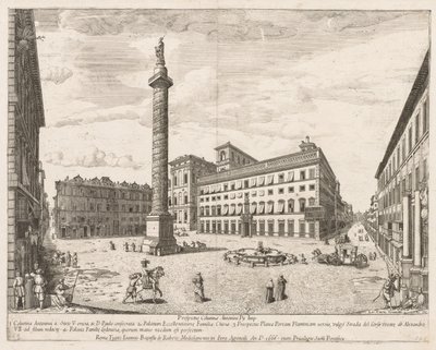 Piazza Colonna de perspectivas LocURI Roma insignes [por sua vez], 1666. de Lievin Cruyl