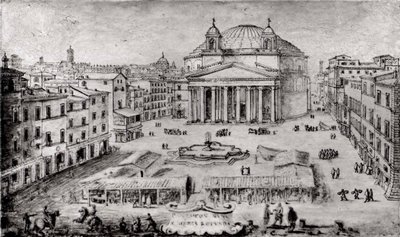 Vista do Panteão, Roma, início da década de 1670. de Lievin Cruyl