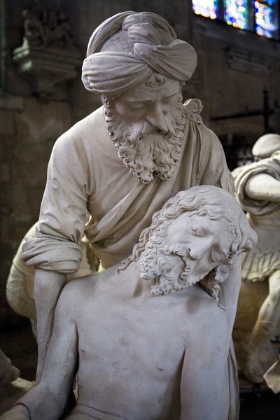 O sepultamento e o desmaio da Virgem, detalhe: José de Arimatá levantando Jesus de Ligier Richier