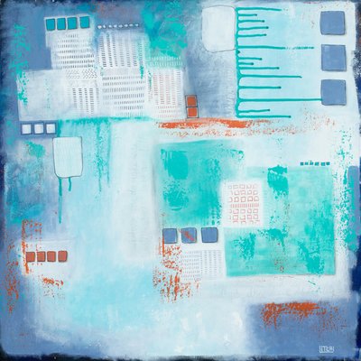 Geometria abstrata em azul-petróleo de Lillian Christiansson