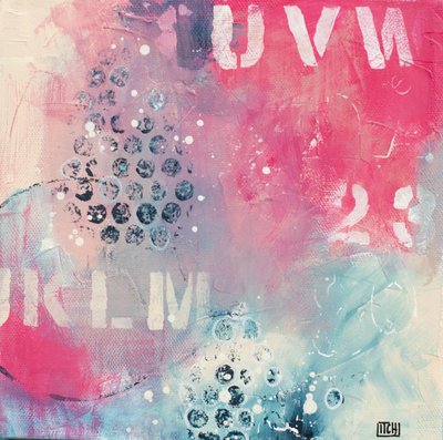 Letras abstratas em rosa e azul de Lillian Christiansson