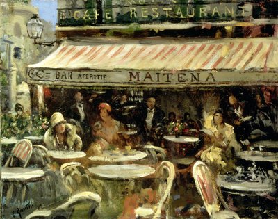 Café de esquina (óleo sobre tela) de Lillian Matilda Genth