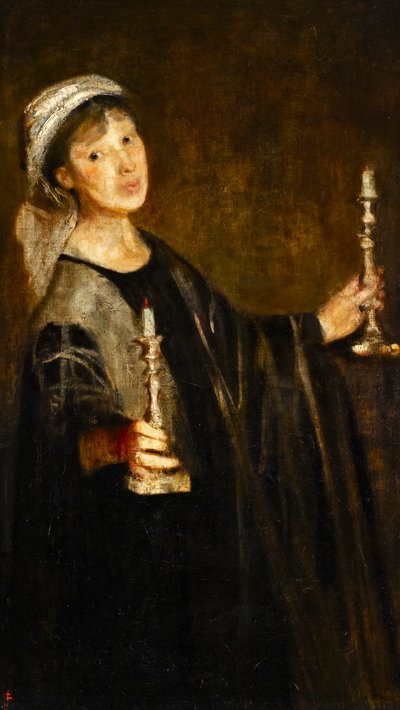 Autorretrato com velas, c.1906 (óleo sobre tela) de Lily Delissa Joseph