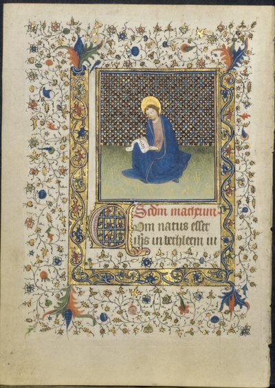 Folha de um livro de horas: São Mateus, c. 1415-20. de Limbourg Brothers