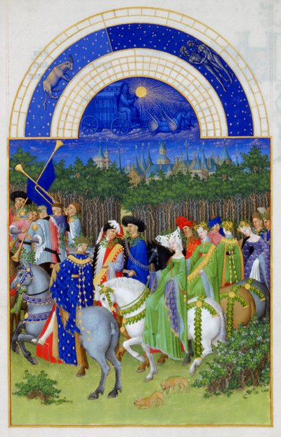 Maio As Horas Muito Ricas do Duque de Berry, 1412-1416 de Limbourg Brothers