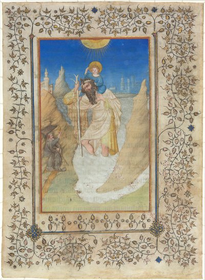São Cristóvão carregando o Menino Jesus de Limbourg Brothers