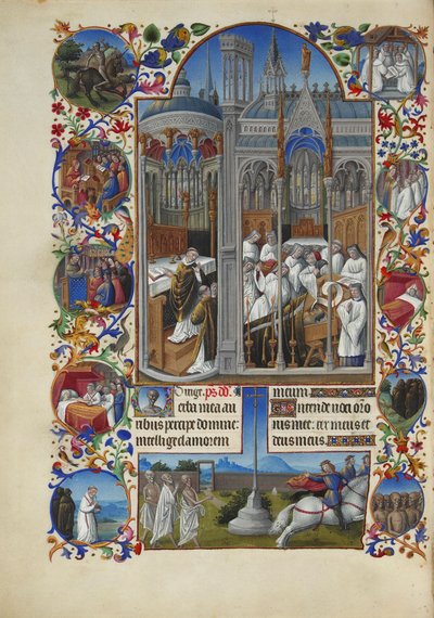 Très Riches Heures du Duc de Berry Folio 86, verso - O Funeral de Raymond Diocrès de Limbourg Brothers