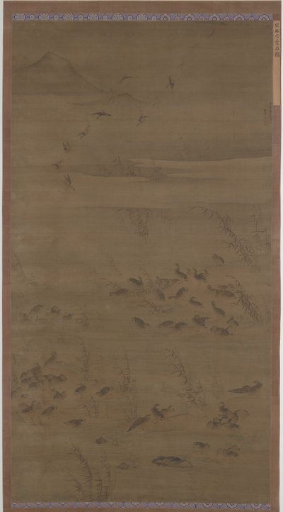 Gansos descendo nas areias, dinastia Ming, 1621. de Lin Xue