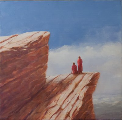 Caminhada na montanha, Butão, 2010 (guache sobre tela) de Lincoln Seligman