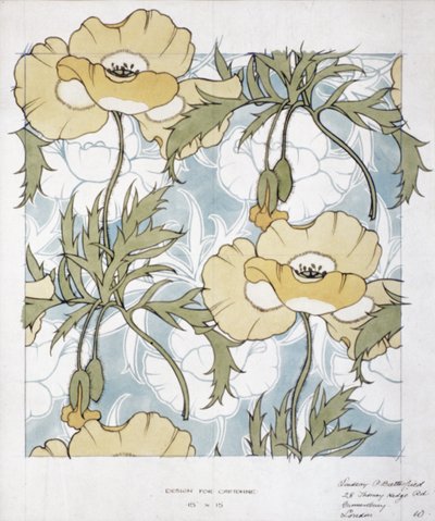 Design para cretone (aguarela sobre papel) de Lindsay P. Butterfield
