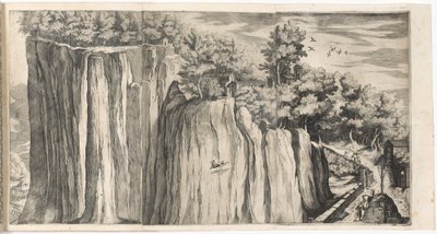 Vista da montanha de La Verna da estrada de Casentino (Vue de la montagne della Vernia...) [placa A] de Lino Moroni