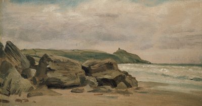 Vista, direção, cabeça rame, cornwall, 19º século, (oil, ligado, millboard) de Lionel Constable