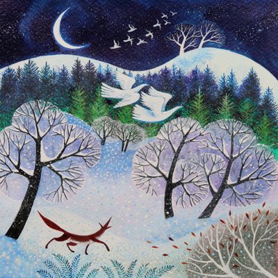 Cool Fox,2021,(acrílicos sobre papel) de Lisa Graa Jensen