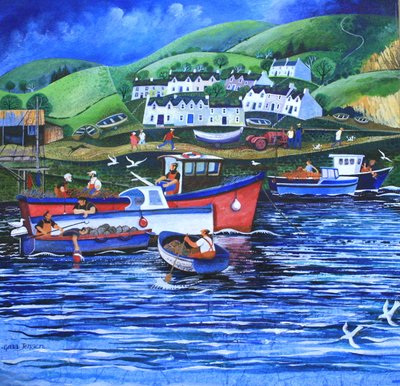 Landing the Catch,2010,(acrílicos sobre papel) de Lisa Graa Jensen