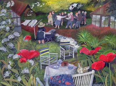 Neighborhood Watch Party, 1995 (tinta acrílica, guache) de Lisa Graa Jensen