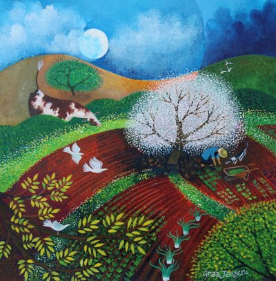 Nosy Cow revisto, 2024 (acrílicos sobre linho) de Lisa Graa Jensen