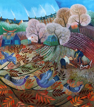 Preparação do Solo, 2022 (acrílicos sobre papel) de Lisa Graa Jensen