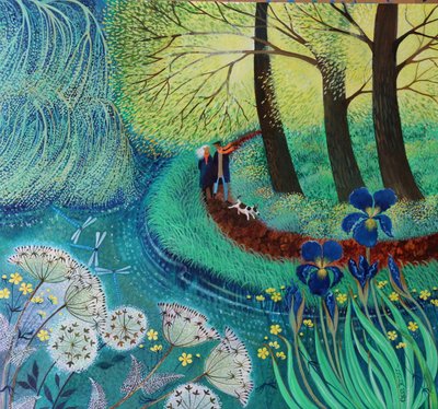 River Wey walk, 2017,(acrílicos sobre papel) de Lisa Graa Jensen