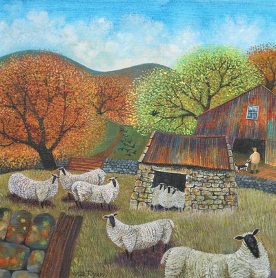 Sheep Hut, 2022 (acrílicos sobre linho) de Lisa Graa Jensen