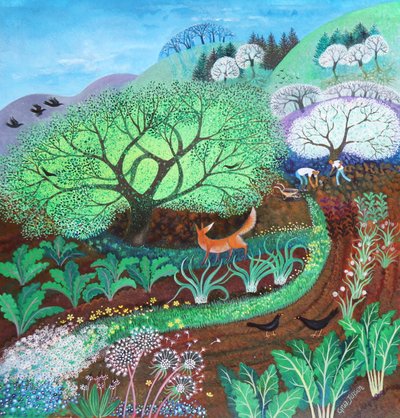 Empregos na Primavera;2020,(acrílicos sobre papel) de Lisa Graa Jensen