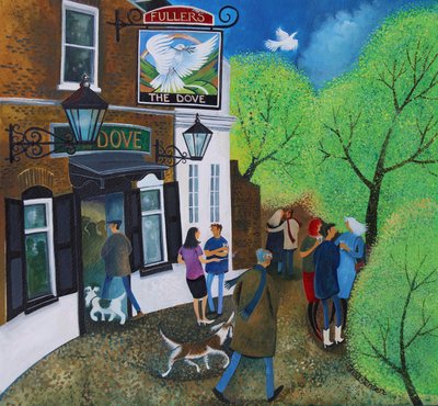 The Dove Pub Hammersmith 2015 (tintas acrílicas sobre papel) de Lisa Graa Jensen