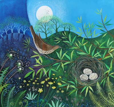 Thrush, 2019 (acrílicos sobre papel) de Lisa Graa Jensen