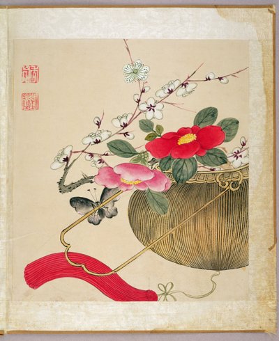 Um de uma série de pinturas de flores e insetos, final do século XIX de Liu Hua