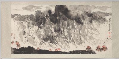 Pintura de paisagem com dedos de navios de Liu Zhongdong