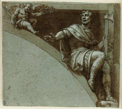 Projeto para um Spandrel: Um Mártir Romano e Dois Putti-São Judas, o Apóstolo de Livio Agresti
