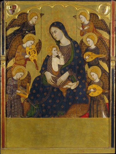 Virgem, mamar, a, criança de Llorenç Saragossà