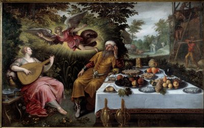 Vaidade de riquezas ou miséria melancólica. Pintura de Ludovico Pozzoseratto (1550-1610) de Lodewijk Toeput