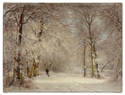 Um caminho coberto de neve no inverno (óleo sobre tela) de Lodewijk Frederik Hendrik (1850 1936) Apol