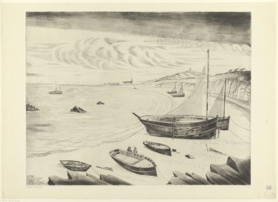 Oito navios atracados numa praia
Les Vaisseux (título original) de Lodewijk Schelfhout (signed by artist)