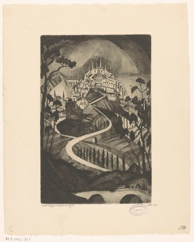 Berg La Montagne (título original no objeto) de Lodewijk Schelfhout (signed by artist)