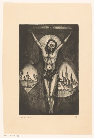 Cristo na cruz Le Christ I (título original no objeto) de Lodewijk Schelfhout (signed by artist)