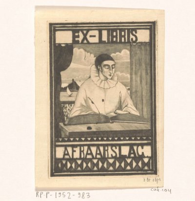 Ex libris de A. F. Baarslag de Lodewijk Schelfhout (signed by artist)